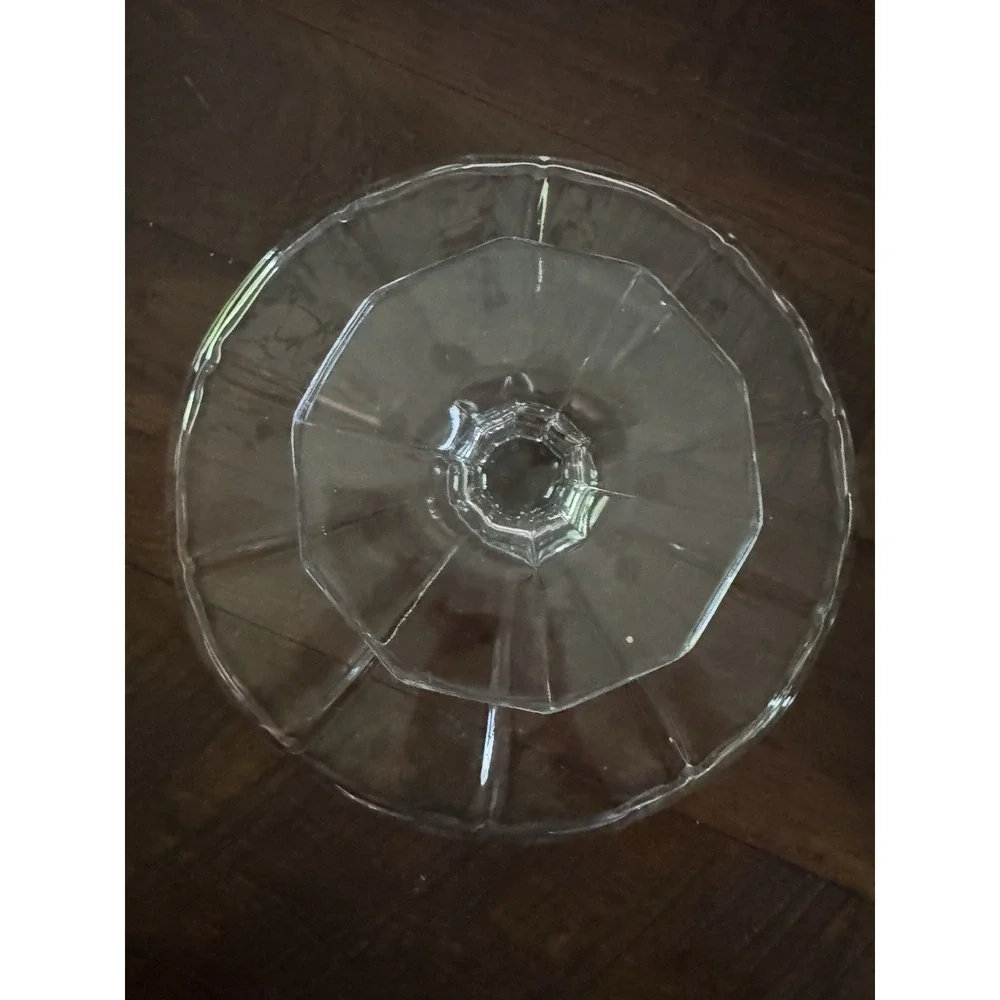 Vintage‎ Clear Glass Pedestal Cake Stand 10 Inch Petal Pattern Dessert Server